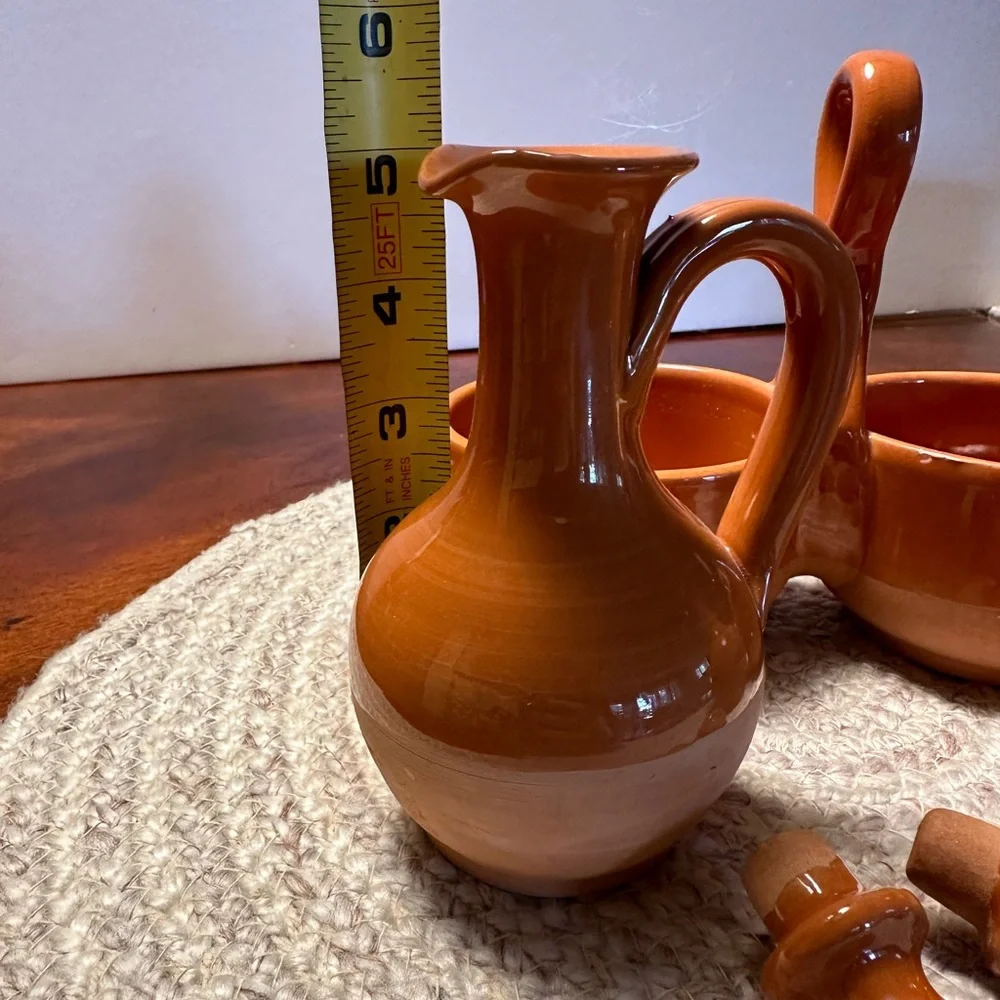 Williams Sonoma Vintage clay Ceramic Oil and Vinegar Cruet Set.